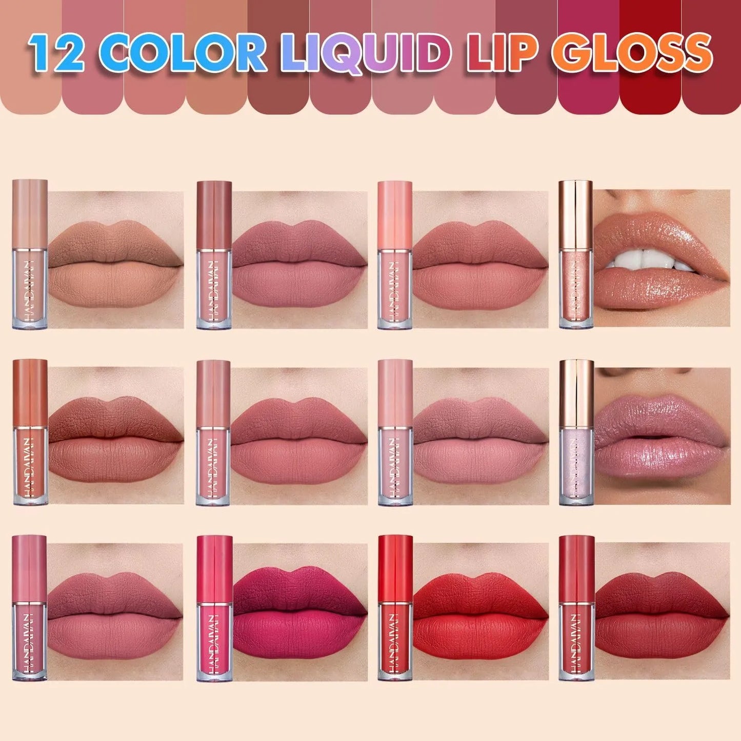 Lip Gloss Set - 12 Velvet Colors Non -Fading Waterproof Lipstick Set - Lip Tint For Girl and Women